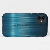 Turquoise glanzende koolstofvezel look Case-Mate iPhone case (Achterkant (horizontaal))