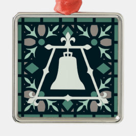 Turquoise Glas in lood Fleur Raincross Design Metalen Ornament