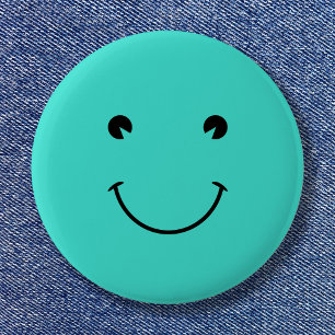 Turquoise Glimlach Ronde Button 5,7 Cm