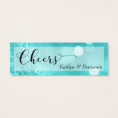 Turquoise Glitter Bokeh Script Mini Drink Ticket Mini Visitekaartjes (Achterkant)