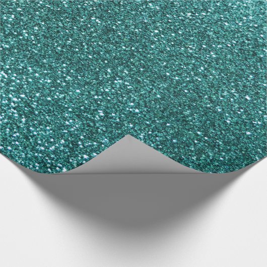 Turquoise glitter cadeaupapier (Hoek)