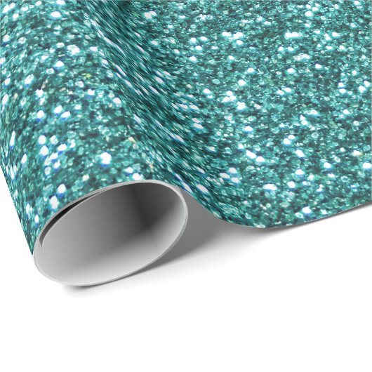 Turquoise glitter cadeaupapier (Rol Hoek)