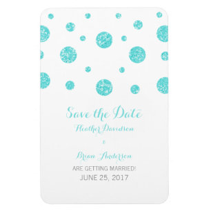 Turquoise Glitter Confetti Save the Date Magnet Magneet