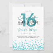 Turquoise Glitter Confetti Surprise Sweet 16 Kaart (Voorkant)