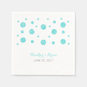 Turquoise Glitter Confetti Wedding Paper Napkins Servetten