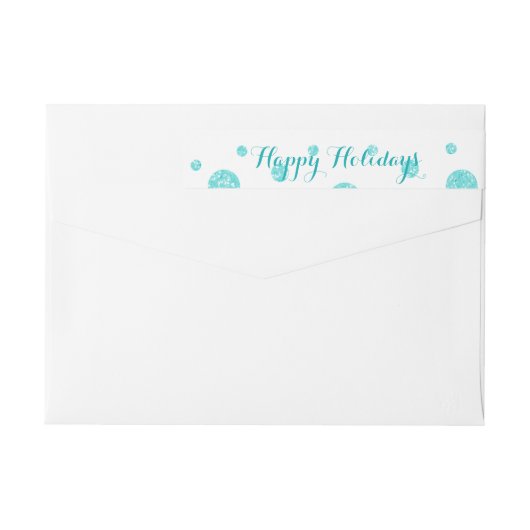 Turquoise Glitter Confetti Wrap rond label (Achterkant)