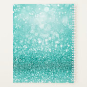 Turquoise Glitter Glam Monogram Naam Gepersonalise Planner (Achterkant)