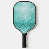 Turquoise Glitter Glam Monogram Naam  Pickleball Paddle (Achterkant)