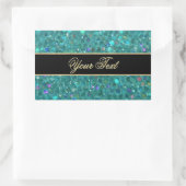Turquoise Glitter Glam Rechthoekige Sticker (Tas)
