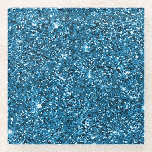 Turquoise Glitter Glazen Onderzetter (Voorkant)