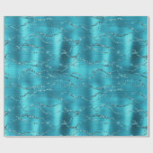 Turquoise Glitter Glitzy Strepen Cadeaupapier (Vlak)