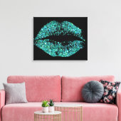 Turquoise Glitter Lips Canvas Afdruk (Insitu (Woonkamer))