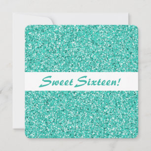Turquoise Glitter look Sweet Sixteen Birthday Kaart