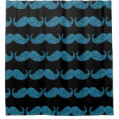 Turquoise Glitter Mustache #2 Douchegordijn (Voorkant)