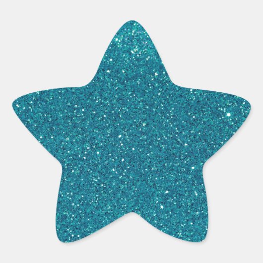 Turquoise glitter schittert ster sticker (Voorkant)