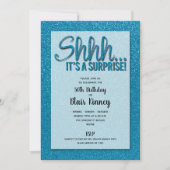 Turquoise Glitter SURPRISE Birthday Invitation (Voorkant)