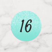 Turquoise Glitter Sweet 16 Party Table Confetti (Kleine voorkant)