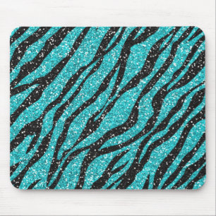 Turquoise Glitter Zebra Print Muismat