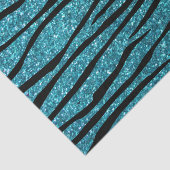 Turquoise glitter zebra stripes tissuepapier (Detail)