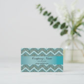 Turquoise Glitter Zigzag Pocket 2019 Kalender Visitekaartje (Staand voorkant)