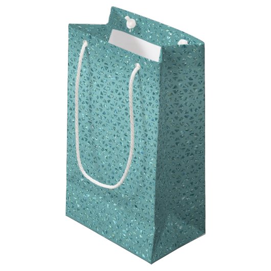Turquoise Glittery Gift Bag Klein Cadeauzakje (Voorkant Gekanteld)