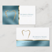 Turquoise & Glittery Gold Carte de visite Dentiste (Devant / Derrière)