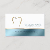 Turquoise & Glittery Gold Carte de visite Dentiste (Dos)