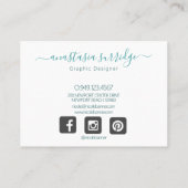 Turquoise Gold Abstract Watercolor Visitekaartje (Achterkant)