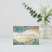 Turquoise Gold Abstract Watercolor Visitekaartje (Staand voorkant)