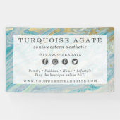 Turquoise & Gold Agate Stone Geode Marble Swirl Spandoek (Horizontaal)