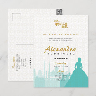 Turquoise & Gold Arabian Quinceañera Foto Postcar Briefkaart