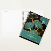 Turquoise Gold Black Ginkgo Leaf Art botanique (Devant avec enveloppe)