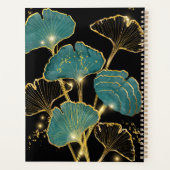 Turquoise Gold Black Ginkgo Leaf Art botanique (Dos)