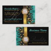 Turquoise Gold Black Motif + Logo Dark Cartes de v (Devant / Derrière)