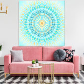 Turquoise Gold Boho Mandala Canvas Afdruk (Insitu (Woonkamer))