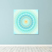 Turquoise Gold Boho Mandala Canvas Afdruk (Insitu (Houten vloer))