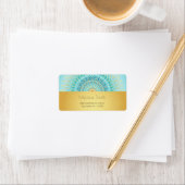 Turquoise Gold Boho Mandala Etiket (Insitu)