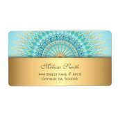 Turquoise Gold Boho Mandala Label (Voorkant)