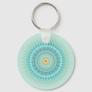 Turquoise Gold Boho Mandala Sleutelhanger