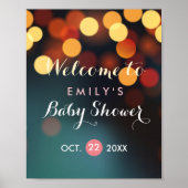 Turquoise Gold Bokeh Lights Baby shower Affiche de (Devant)
