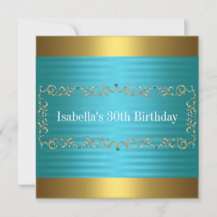 Turquoise Gold Bronze Jewel Birthday Event 2 Kaart