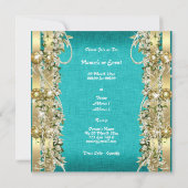 Turquoise Gold bruiloft verjaart verloving Kaart (Achterkant)