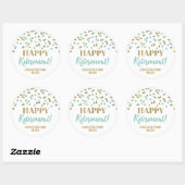Turquoise Gold Confetti Happy Retirement Ronde Sticker (Vel)