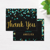 Turquoise Gold Confetti Noir Anniversaire Merci (Bureau)