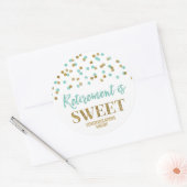 Turquoise Gold Confetti Pensioen is zoet Ronde Sticker (Envelop)