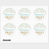 Turquoise Gold Confetti Pensioen is zoet Ronde Sticker (Vel)