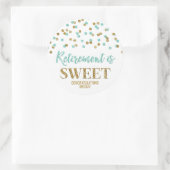 Turquoise Gold Confetti Pensioen is zoet Ronde Sticker (Tas)