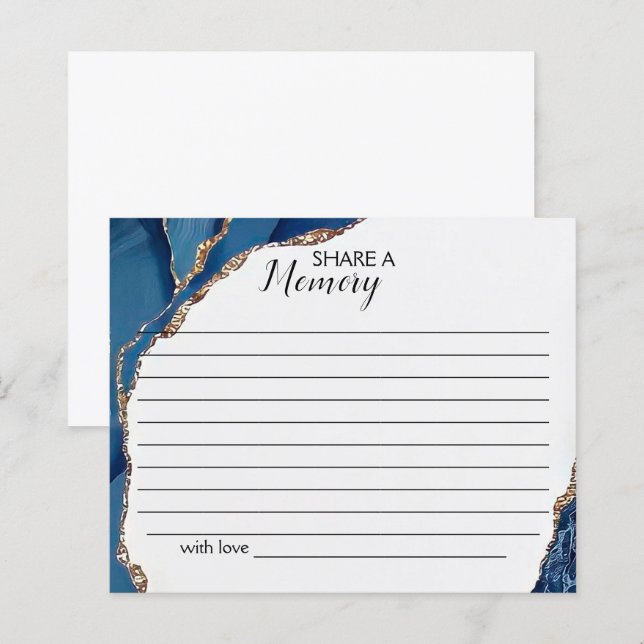 Turquoise & Gold Deel een Memory Funeral Kaart (Voorkant / Achterkant)