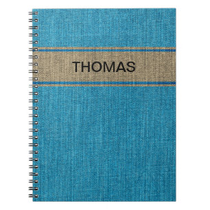 Turquoise Gold Denim Jeans Fabric Name Gepersonali Notitieboek