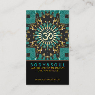 Turquoise Gold Eastern Sparkle OM Yoga Carte de vi